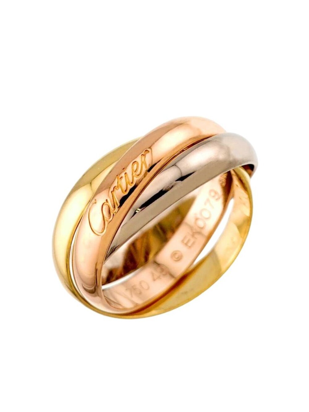 Cartier Trinity MM 49 Ring 18k Yellow Gold WG PG Three